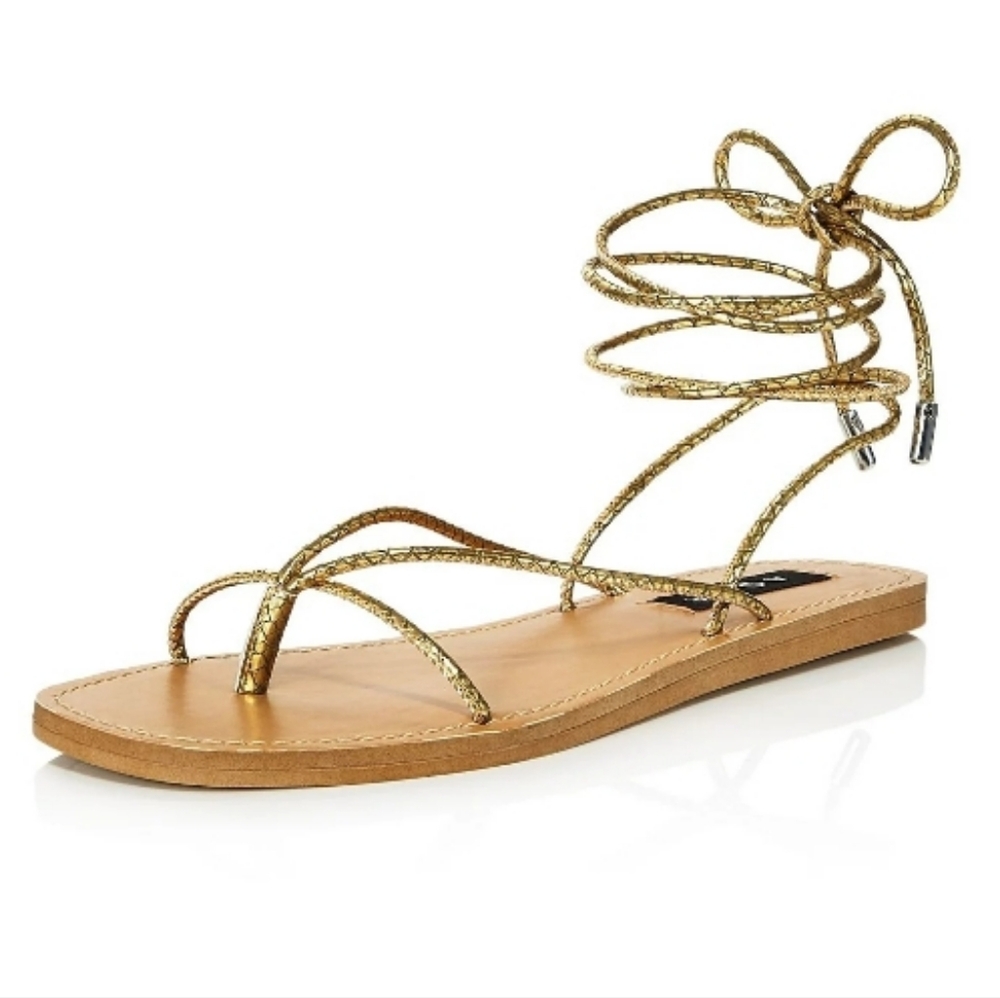 💥NIB AQUA ZINA GOLD SNAKE SANDALS 7.5W GOLD